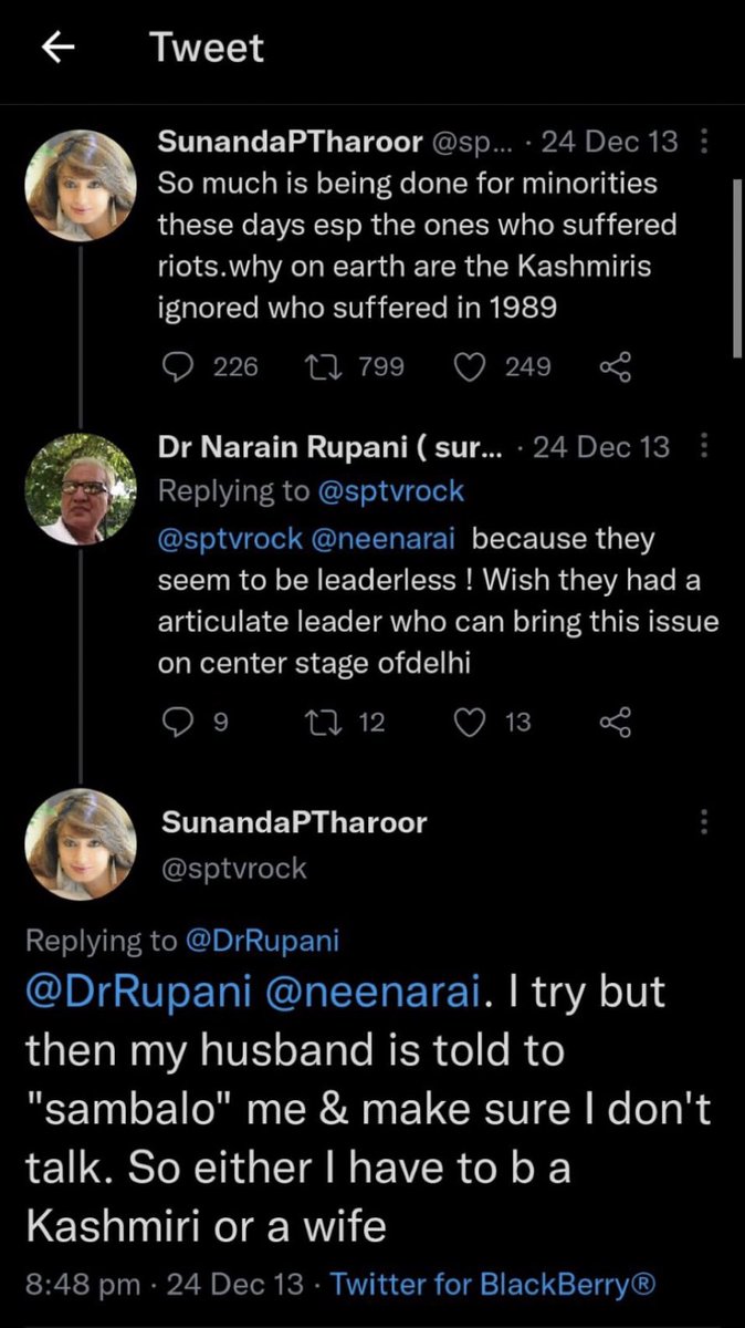 AnupamPKher's tweet photo. Dear @ShashiTharoor! Your callousness towards #KashmiriHindus genocide is tragic.If nothing else at least for #Sunanda’s sake who was a Kashmiri herself you should show some sensitivity towards #KashmiriPandits &amp; not feel victorious about a country banning #TheKashmirFiles! 💔 https://t.co/b7XRL46tIG