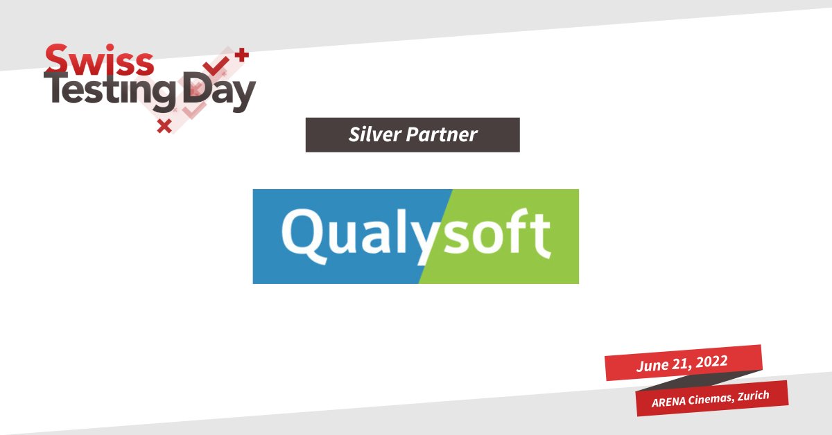 We are excited to announce Qualysoft as a Silver Partner for this year's Swiss Testing Day.
Meet them on June 21 at Arena Cinemas in Zurich. Find out more about our partners: bit.ly/3OC8Cuh

#SwissTestingDay22 #Qualysoft