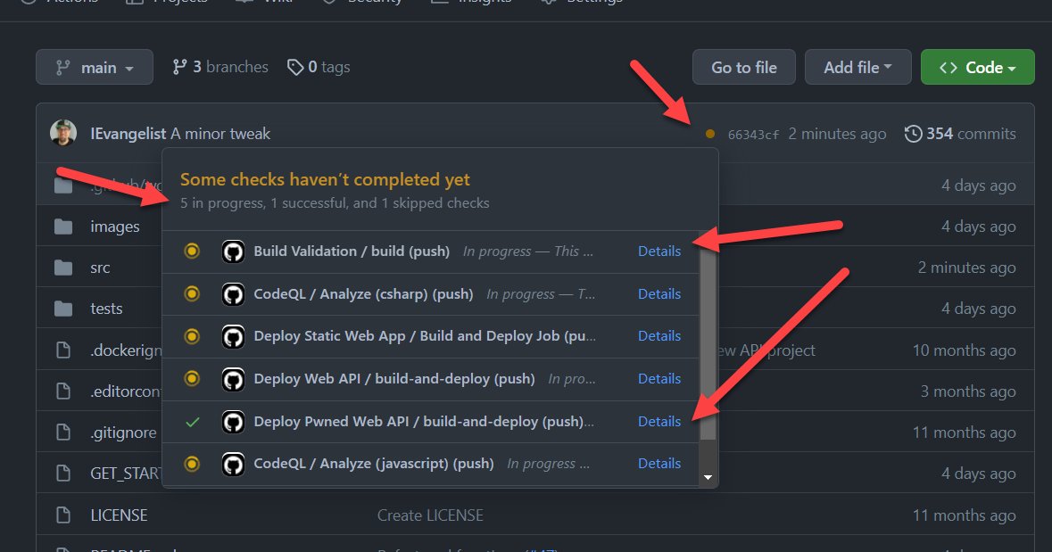 davidpine7's tweet image. I really do enjoy the GitHub UX. These visual cues are on point! #GitHubActions FTW. #LearningBlazor #dotnet #blazor #webassembly #csharp, push code, build, test, report, publish and deploy — staging environment, yup! We have that too... crazy! github.com/IEvangelist/le…