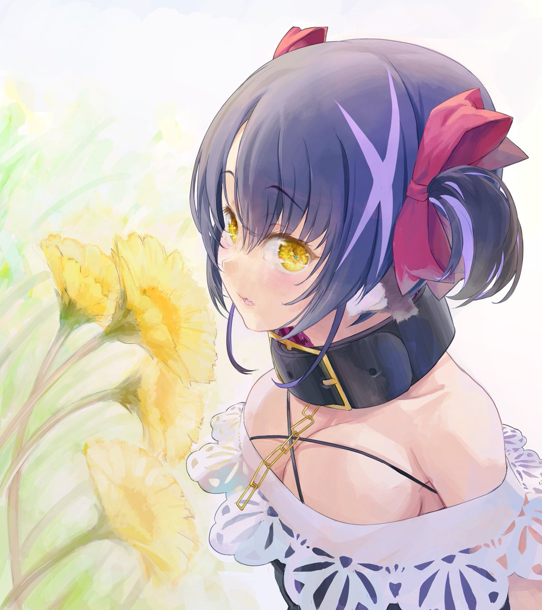 猫が路傍の花に鼻近づけてるイメージで
…まともに公式衣装で描いたの初めてかも…
褌とかブルマとか水着メイドとかそんなんばかり描いてた気する😅 