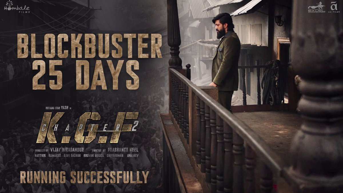 excelmovies's tweet photo. 25 days plus and counting…the Toofan continues to rage! Have you booked your tickets yet? Offer closes soon. 

#KGFChapter2 

@TheNameIsYash @duttsanjay @TandonRaveena @SrinidhiShetty7 @prashanth_neel @hombalefilms @VKiragandur @ritesh_sid @FarOutAkhtar @AAFilmsIndia https://t.co/rys9EZsZHw