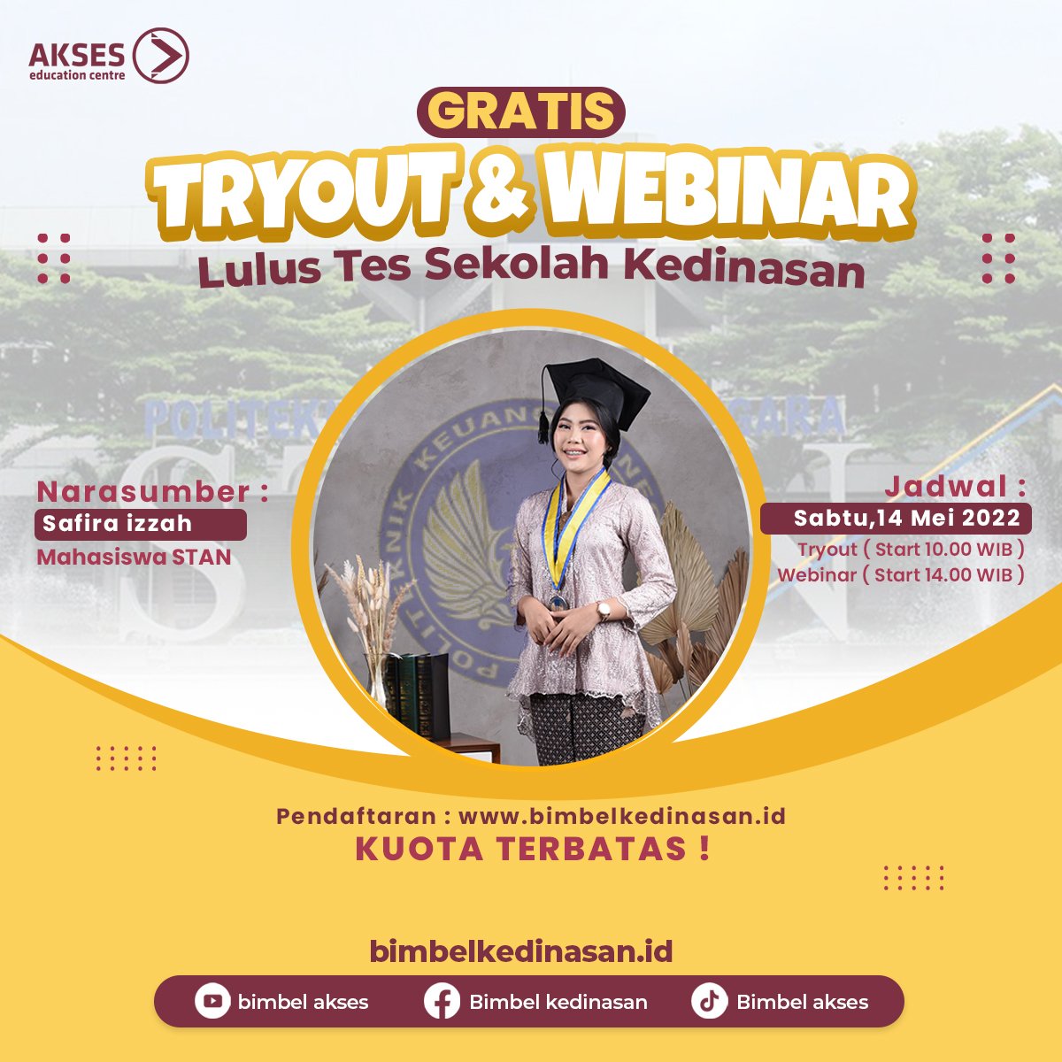 bimbel_cpns's tweet photo. Tryout dan webinar lulus sekolah kedinasan gratis, yuk join ‼️ #pknstan #bimbelkedinasan #bimbelstan https://t.co/7A4SeFsvG0