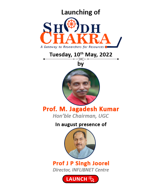ugc_india's tweet photo. Launching of SHODH CHAKRA - A Gateway to Researchers for Resources by Chairman, UGC @10:30 am today. Watch Live at https://t.co/tIBIZd4sdG https://t.co/kLvhK7oqnL