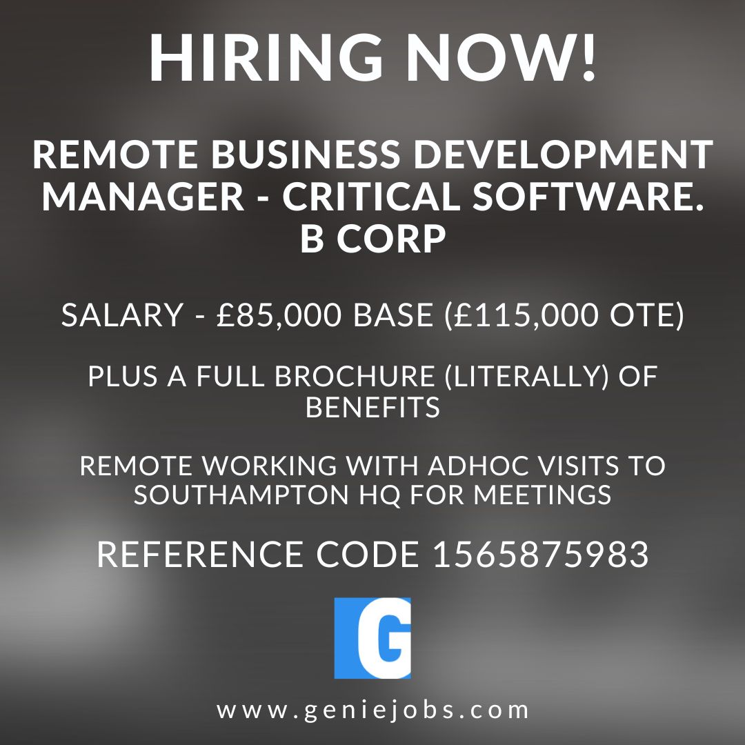 jobs_genie's tweet photo. We are looking for someone to help drive that change and take it further throughout the UK. Apply now at https://t.co/vExmgeKnDI and enter job reference "1565875983"
#BusinessDevelopmentManager #BusinessDevelopment #BDMJob #RemoteJob #SoftwareCompany #GenieJobs #UK #Lodon https://t.co/PoI47638u7