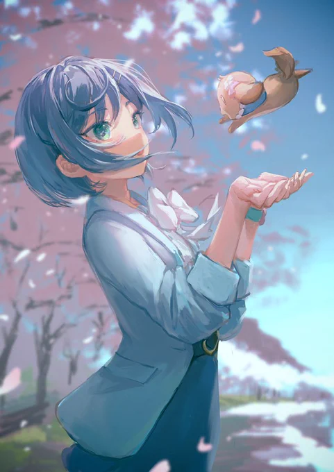 これは、桜が咲く頃に描いてたはずのここねさん。 