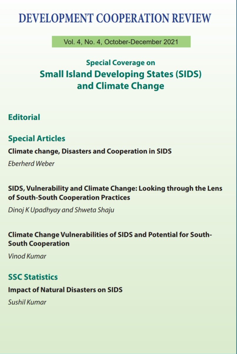 Latest Issue of #DevelopmentCooperationReview on Small Island Developing States and Climate Change is now online 
ris.org.in/sites/default/…
@RIS_NewDelhi @Sachin_Chat @MilindoC @FIDC_NewDelhi @NeST_SSC @GDC_NewDelhi @shweta_shaju pic.twitter.com/N7ZV8IuyFN