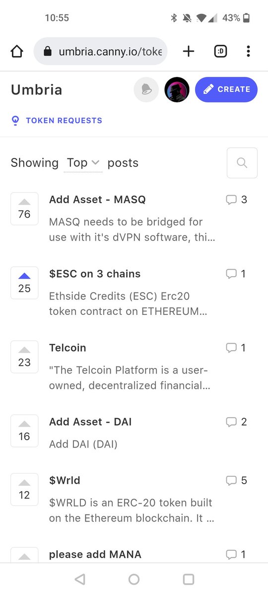 We are killing it! #2 on the list. 

Whom ever MASQ is, we are coming for you. Hit that upvote for the Ethside Fam 👇

umbria.canny.io/token-requests…

#nftcommunity #Altcoins