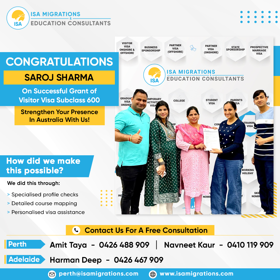 isamigrations's tweet image. 🎉Congratulations!!!

♦SAROJ SHARMA on Successful Grant of #VisitorVisa600♦

Thank you for choosing @isamigrations

Call us today to check your eligibility for #Visitorvisa 🇦🇺
☎️+61 426 488 909

#visa #Migration #immigration #Australia #education #study #student