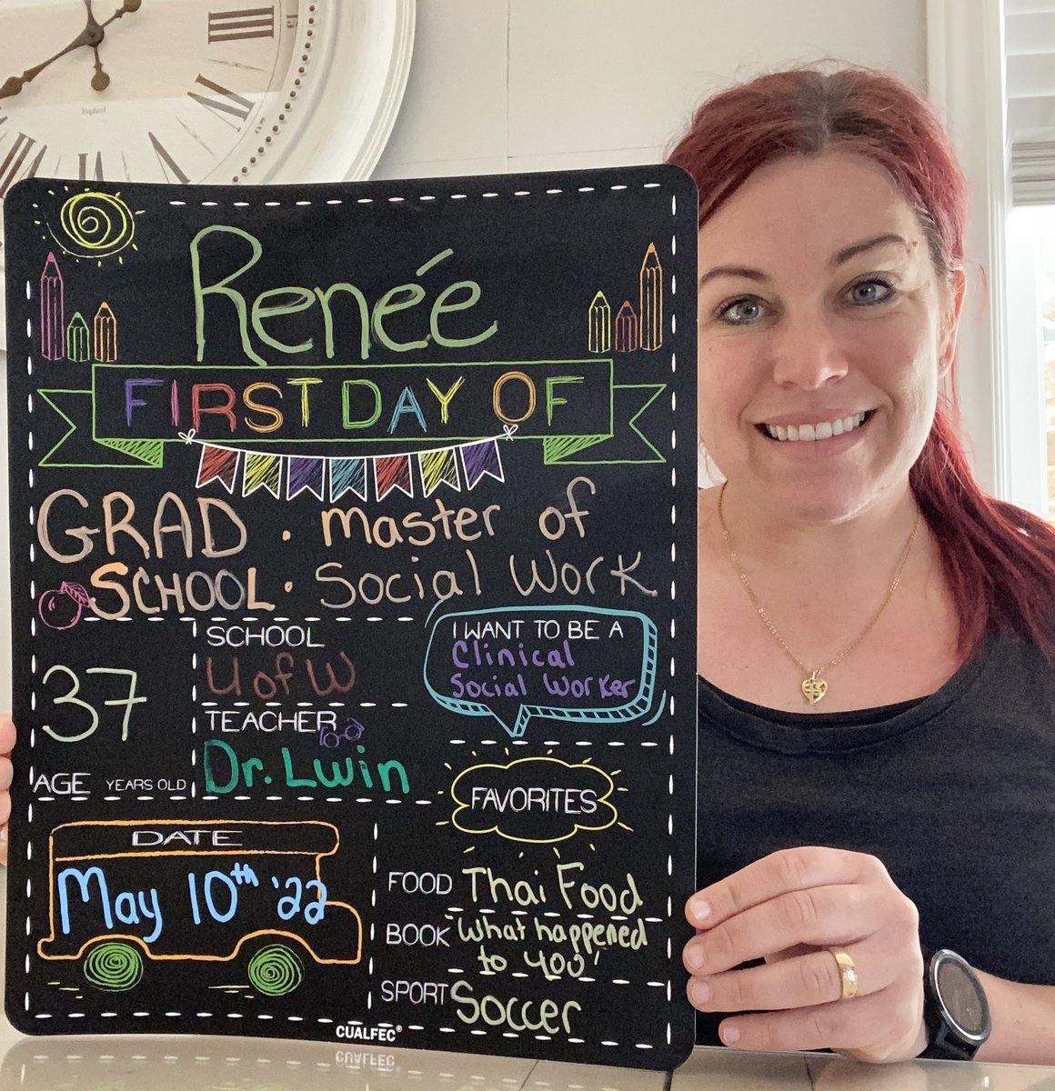 ReneePerissi's tweet photo. May 10th: Today marks 4 yrs since my daughter Georgia passed away. 💜 
Today also marks my 1st day of Grad School (MSW). 📚 
This is an intense day for me 🤯 😭 https://t.co/atEF7Ioa7M