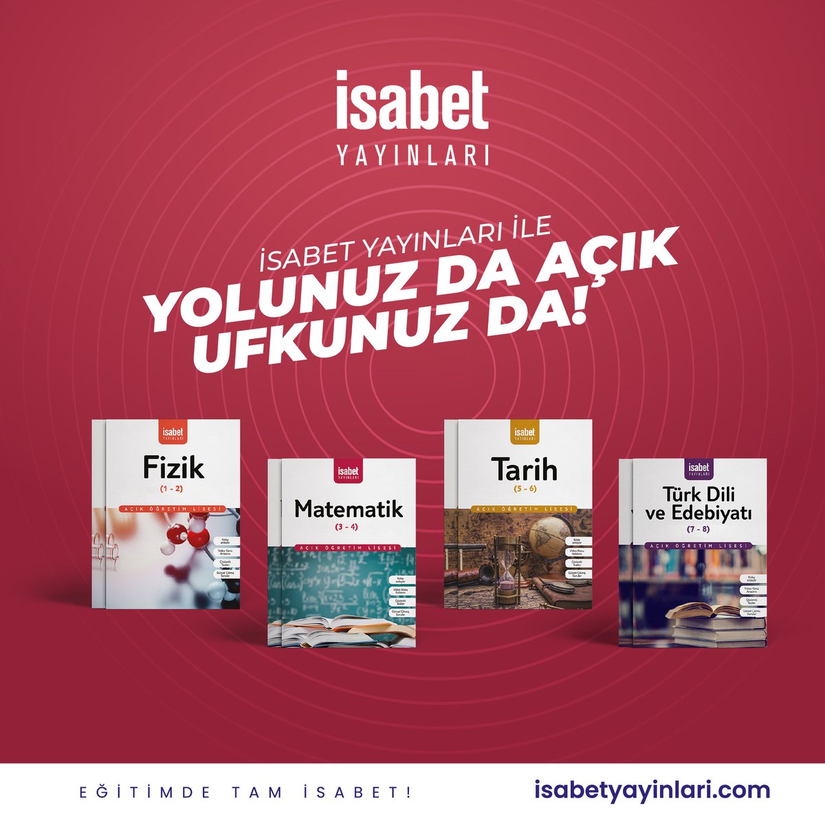 Açık Öğretim Lisesi kitaplarımızda sizleri neler bekliyor?
👉Özet konular
👉Video konu anlatımları
👉Çözümlü Sorular
👉Güncel Sorular