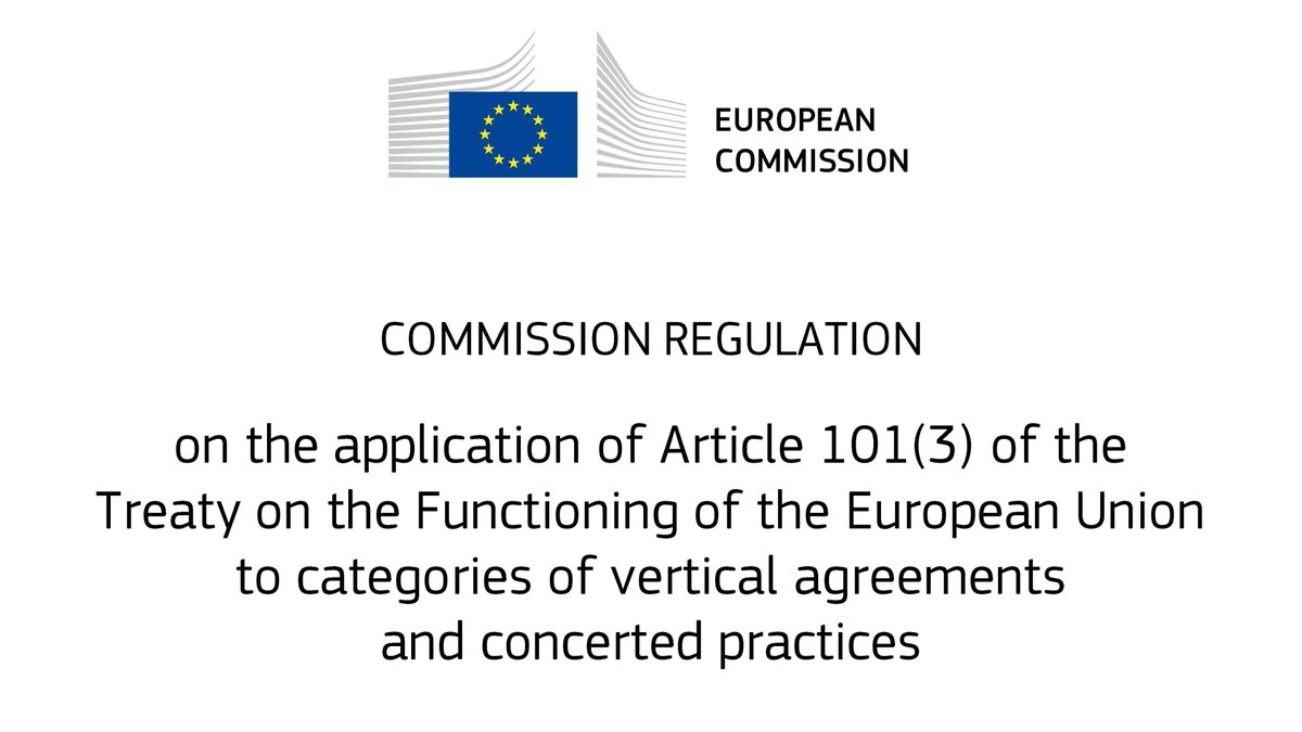 #EUAntitrust #VBER Commission 🇪🇺 adopts new Vertical Block Exemption Regulation and Vertical Guidelines ⬇️
ec.europa.eu/commission/pre…