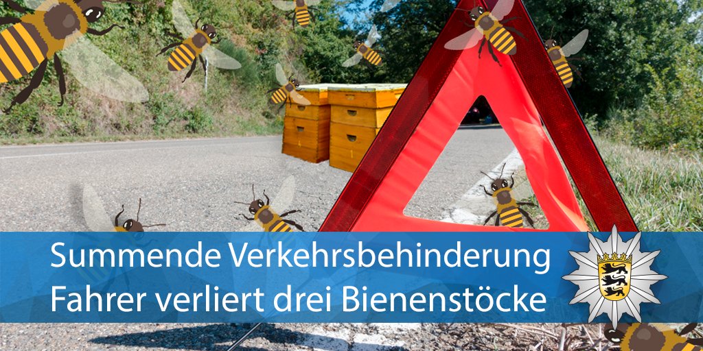 PolizeiRT's tweet photo. Auf der #B463 zwischen #Balingen und #Albstadt hat am Montagmorgen ein Fahrer drei #Bienenstöcke mit etwa 45.000 #Bienen verloren. Ein Hobbyimker konnte glücklicherweise helfen.
Alle Infos:
https://t.co/nWZ8fGBjVP https://t.co/oW9nwNkBOw