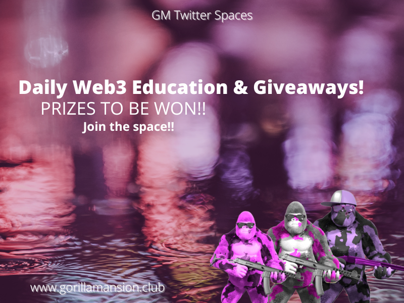 GorillaMansion's tweet photo. THE DAILY GIVEAWAYS!! 🎁

Prizes to be won: $ETH, NFTs, WL SPOTS!! 

RETWEET + TAG 2 🦍

5 PM EST ⏲️

Set a reminder using the link 👇

https://t.co/YdS7HX8W5G https://t.co/movysXkJ3A