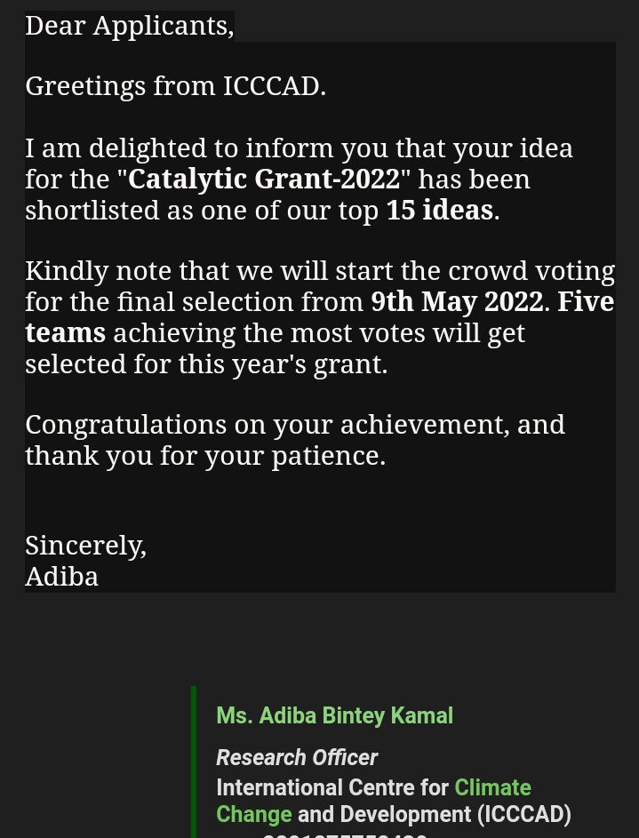 My colleagues and I made it to the top 15 of the ICCCAD Catalytic Grant 2022.  Please use the link below to cast your vote. Our team name is  CHANGE MAKERS ZIMBABWE. Thank you for your support 🙏            <a href="/zybn_cbd/">Zimbabwe Youth Biodiversity Network</a> <a href="/CIFOR/">CIFOR</a> <a href="/GlobalLF/">Global Landscapes Forum (GLF)</a> <a href="/YIL_Initiative/">Youth In Landscapes Initiative (YIL)</a> 
  conference.gobeshona.net/catalytic-gran…