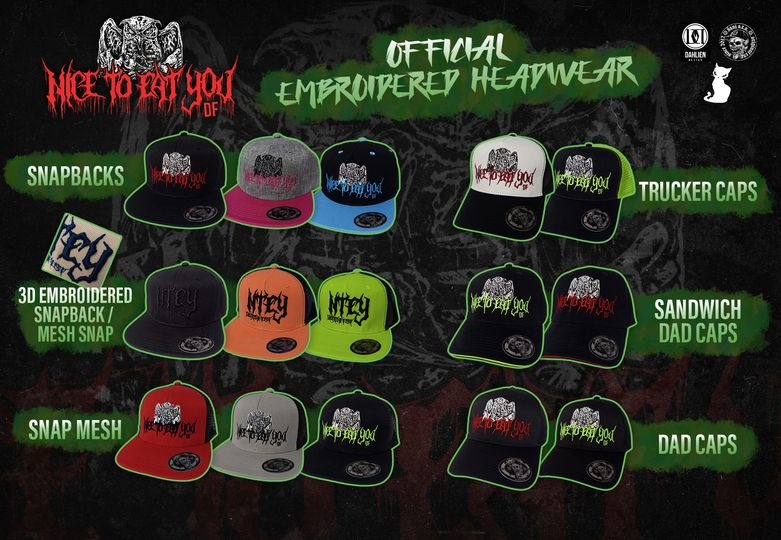 SaniIvan666's tweet photo. 🔥 Nice to Eat You Deathfest - Official headwear 🔥
🤘we have new hats for you. See you next week at the event🤘
#sanisro #dahliendesign #embroidery #officialheadwear #metalmerch #foreverunderground #extrememetalmerch #nicetoeatyou #nteyfestival  #unitedinbrutality https://t.co/p0P9oWlRLN