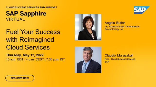 sbuisel's tweet photo. It's not too late to register for #SAPSapphire! Register for free, join us virtually on Thursday, &amp; discover how you can accelerate and maximize the value of your #cloud investment with insightful assets, content, &amp; offerings from cloud success services. https://t.co/5wnyECCaBu https://t.co/nqCRnb1JlF