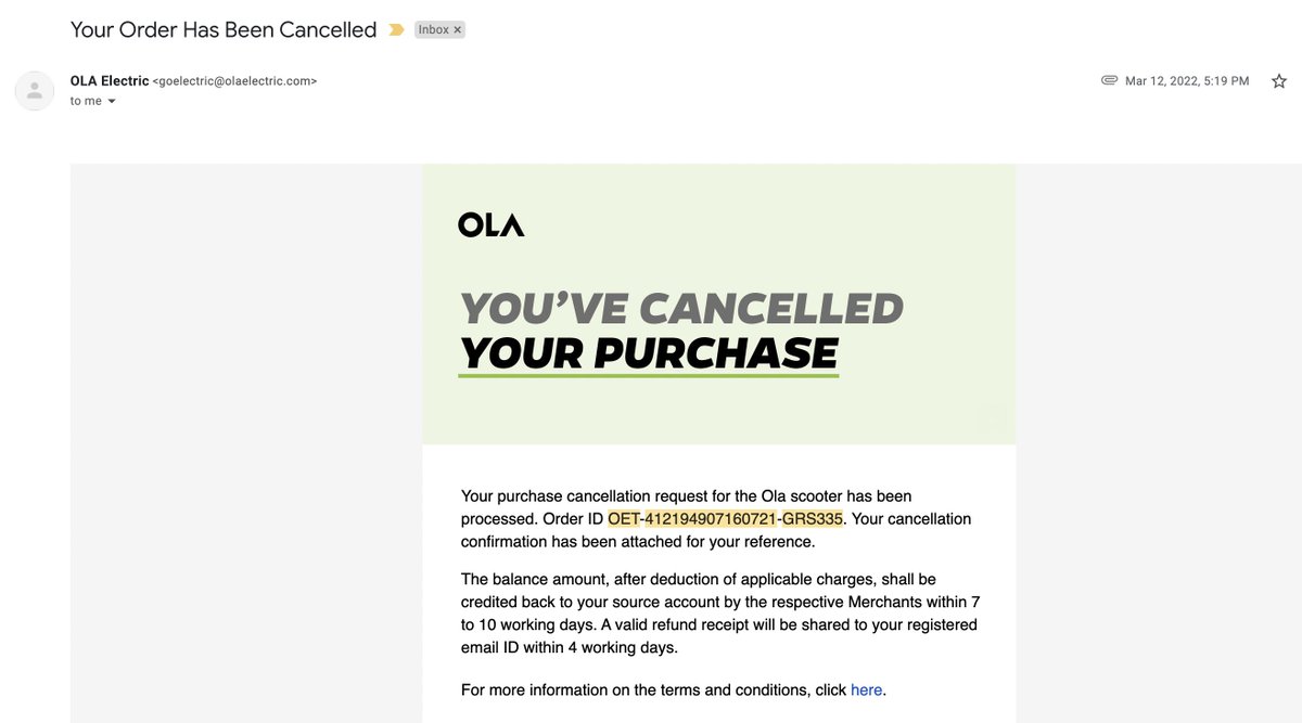 After frustated wait I did cancelled my Ola scooter on March 12th.Till now my refund is not initiated. 
Why you people are so immersed in creating false hopes to Indians 
<a href="/bhash/">Bhavish Aggarwal</a> <a href="/OlaElectric/">Ola Electric</a>