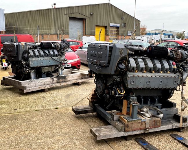 stmengineering's tweet image. Twice as nice! 2 MAN engines patiently awaiting their rebuild at our workshop in Great Yarmouth.

#marineengineer #marineengineering #manengine