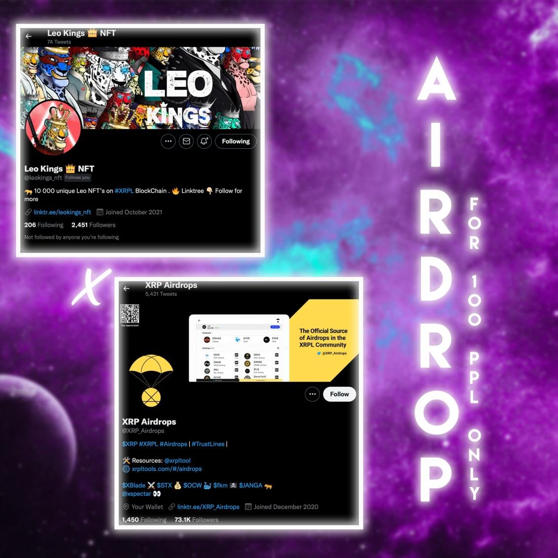 🎈✨New Collab #Airdrop✨🎈

Airdrop: 17 May 2022 🎈

$JANGA will be Airdropped to 100 Wallets to those who:

✅ Follow <a href="/leokings_nft/">Leo Kings 👑</a> &amp; <a href="/XRP_Airdrops/">XRP Airdrops</a> 
✅ ❤️, ♻️ &amp; Tag 3 on this post
✅ Complete the Form: forms.gle/CbRefNC5kgFz6e…

Trustline:👇
xrpl.services/?issuer=r97C2X…