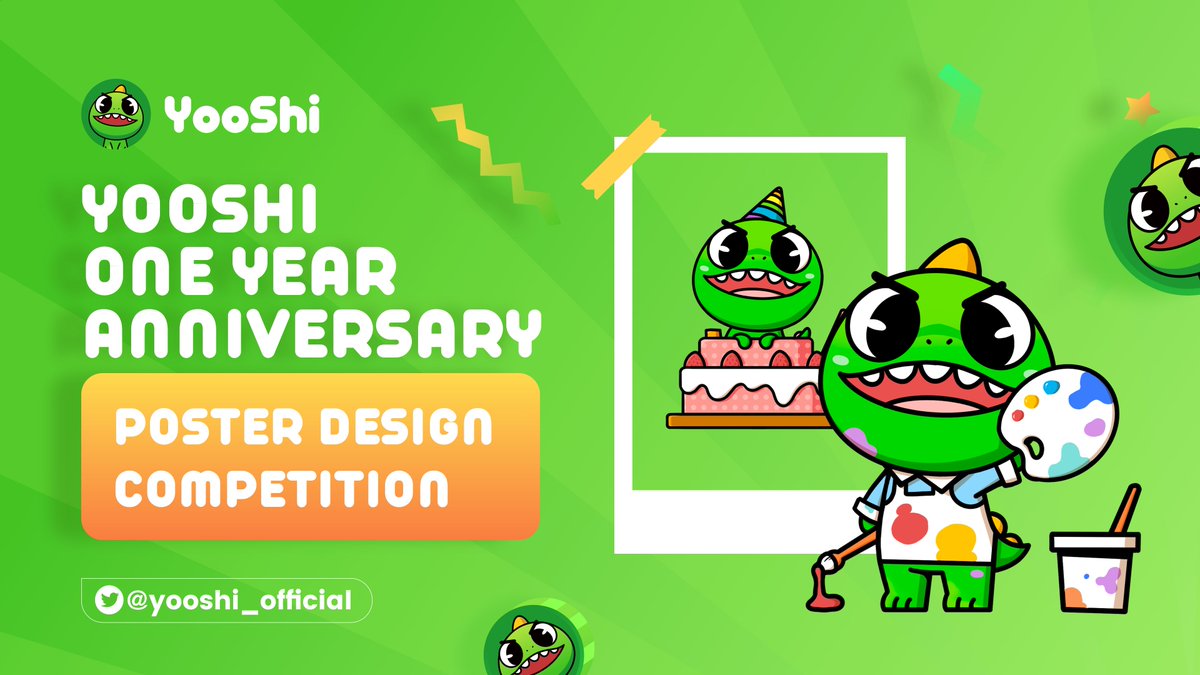 yooshi_official's tweet image. #YOOSHI One Year Anniversary is Coming!🎉
Accompanied by #YooShifamily, the little dinosaur is growing.🦖

🖼Design a birthday poster for #YOOSHI and post it with the tag #YooShiAnniversary

🎁$30 $YOOSHI for 10 most creative posters