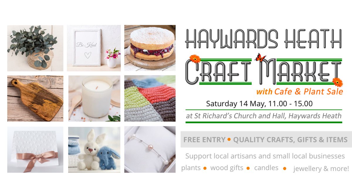 #HaywardsHeath Craft Market this Saturday, 11-3pm. Fantastic local makers. Free entry! Cafe with free kids craft table. Quality gifts &amp; crafts

#sussex #lindfield #cuckfield #burgesshill #hassocks #ditchling #horsham #midsussex #westsussex #sussexlife #shoplocal #shopsmallbiz