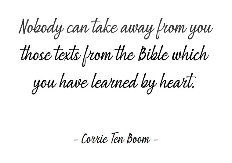 foun_dan's tweet photo. Nobody can take away from you those texts from the Bible which you have learned by heart.
-Corrie Ten Boom-
#Bible #God #Love #EternalCovenant #heart #JesusChrist #JesusSaves #CorrieTenBoom https://t.co/6V4qTNU14j