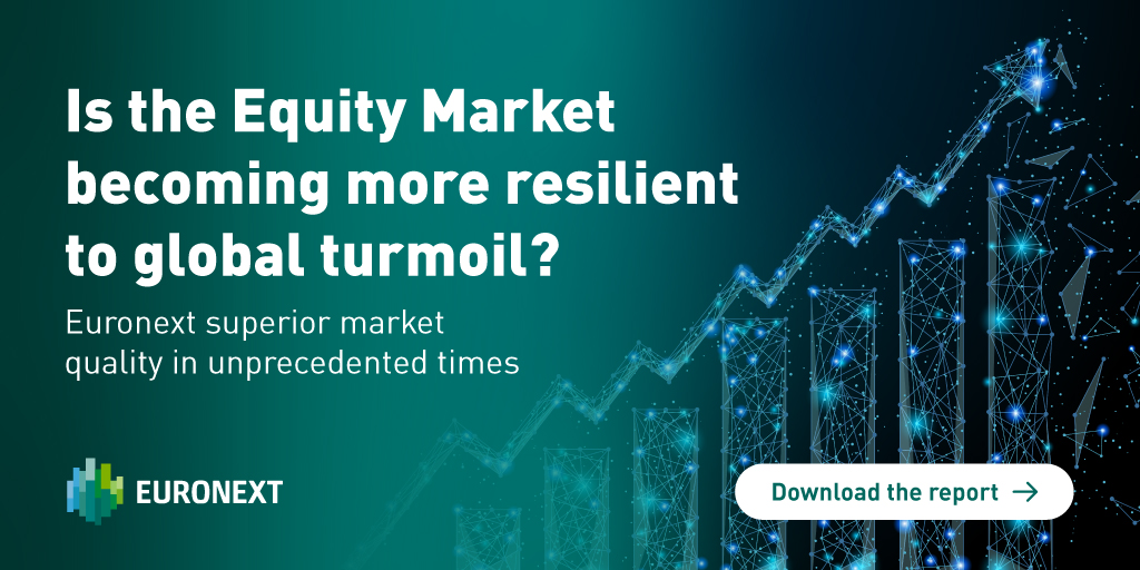euronext's tweet photo. European #marketquality appears to be more resilient to distortions during the Ukraine crisis in 2022 than the first Covid-19 wave in 2020.
In this report, we demonstrate that in times of crisis Euronext has maintained stronger resiliency than #MTFs
➡ https://t.co/WGQcJyivXU https://t.co/7qq1G6q3AC