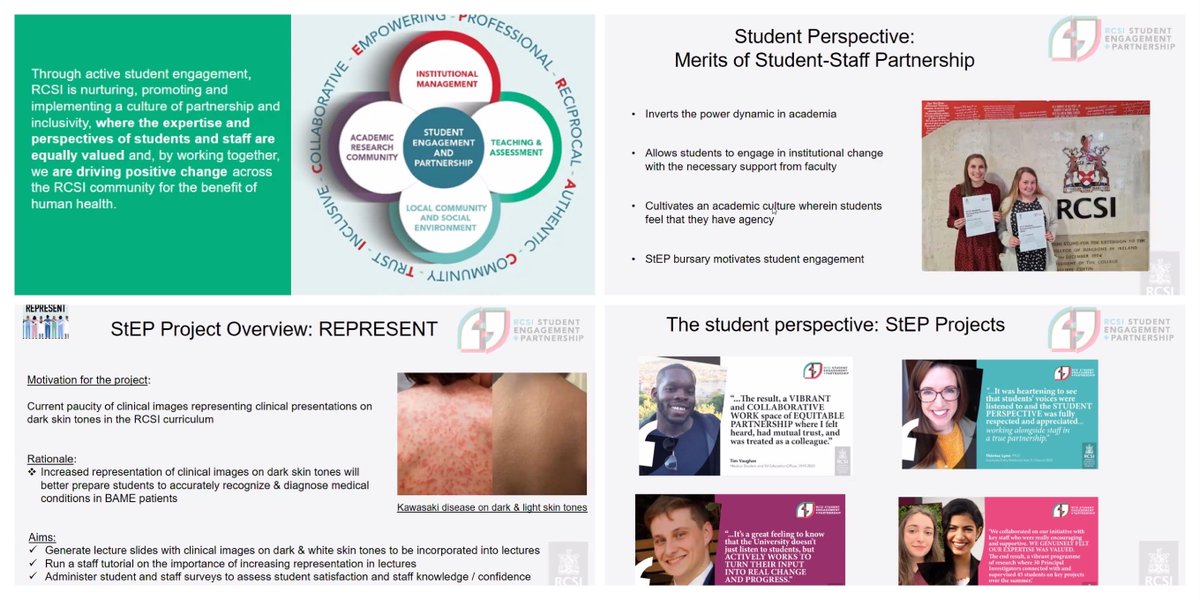 Aisling_Reast's tweet photo. Powerful presentation @NStEPie conference by student Dr Kathryn Haley & @celinemarmion on the huge impact of @RCSI_StEP. Prof Marmion outlining how @RCSI_Irl "equally values the perspectives of both students & staff" & highlights the caliber & creativity of projects #NStEP22. https://t.co/pQ52tHcEvl