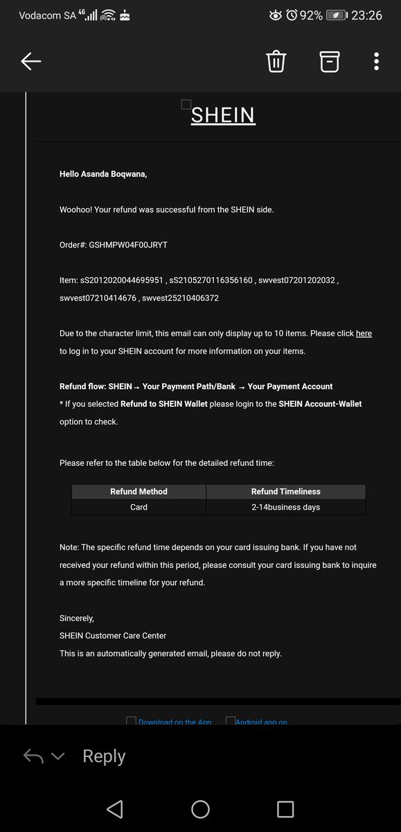phopho2's tweet photo. @SHEIN_Official I have been sending all this on Instagram and on the website but it's never resolved. Pls can i get my refund https://t.co/3jvXgvhBJu