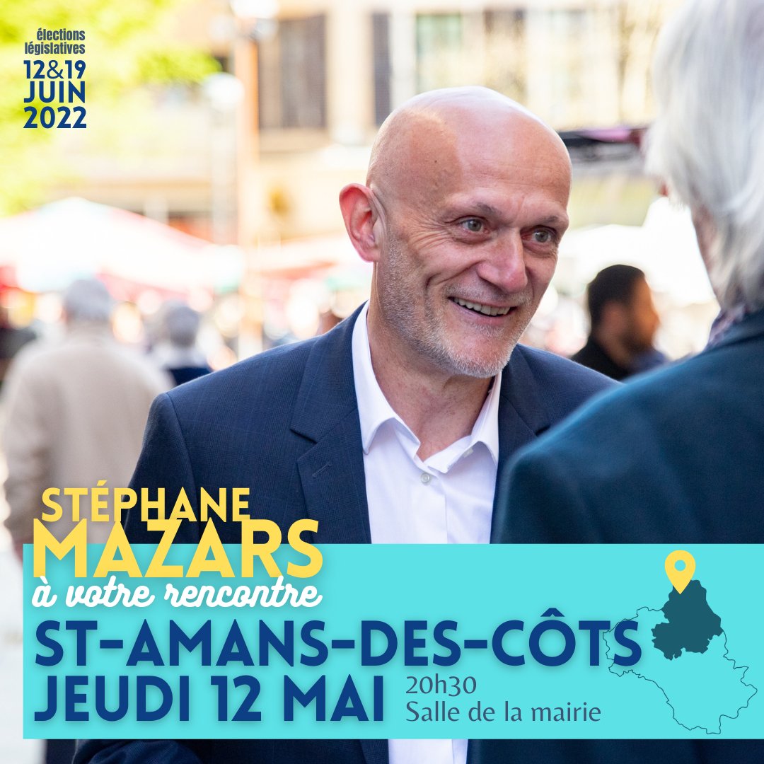 S_Mazars's tweet photo. Rendez-vous ce jeudi 12 mai à Saint-Amans-des-Côts 📍 pour la première réunion publique d'une longue série, jusqu'au premier tour des élections législatives.
Echanger,
Convaincre,
Se projeter,
Aller plus loin,
#Ensemble #AvecVous #Aveyron #5ansdeplus https://t.co/pQOyMKYpTd