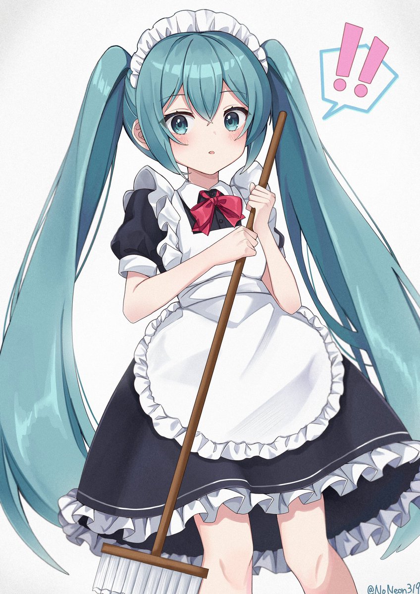 hatsune miku 1girl solo ! maid twintails maid headdress long hair  illustration images