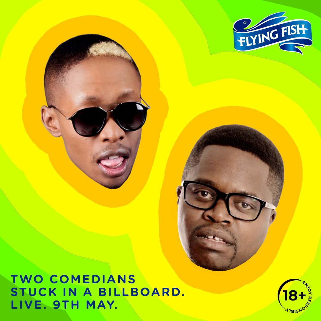 Boitechnica's tweet photo. @Yfm @Stopnonsons @mashabelacomedy @FlyingFishSA #StuckInAnFFAd 
If I'd do something not every one got a chance do on a #StuckInAnFFAd billboard I'd like to be drinking a sweet beer  looking at my 2 favorite sweetened comedians. Resfreshing my sweeter body📢🕶️ https://t.co/5AZ0AWGWAS