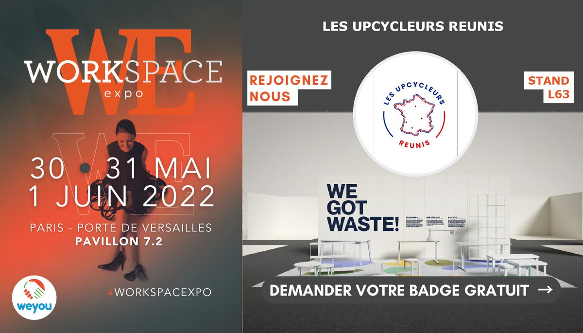 Les_Canaux's tweet photo. 📣 Du 30 mai au 1er juin, RDV à la @WorkspaceExpo ! 

🛠 L’occasion de découvrir les meubles réalisés par 5 structures que nous avons accompagnées dans le cadre du #BoosterCirculaire, programme lancé en partenariat avec @ValdeliaPro et @Camif_  

👉Badge : https://t.co/o9R2yEdE1U https://t.co/Izt0nBIhiH