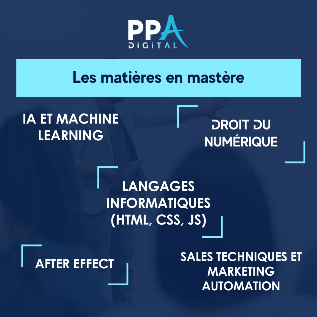 PPADigitalFr's tweet photo. Le programme mastère de PPA DIGITAL consolide vos bases et vous prépare aux métiers du digital avec beaucoup de polyvalence. 💡
After Effect, PAO, SEO et techniques de rédaction web... Voici quelques matières du programme mastère. 🙌
#PPADIGITAL #bedigital #programme #matière https://t.co/p3b57V3Ln4