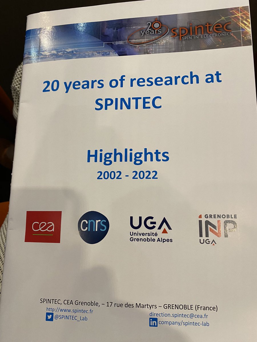 FraisseMarjorie's tweet photo. @SPINTEC_Lab fête ses 20 ans ! Encore une très belle illustration du dynamisme #Grenoble, de la recherche fondamentale aux applications #microelectronique #magnetoelectronique #spintronique #startup #transfert #innovation complémentarité @CnrsAlpes @cea_grenoble @CEA_Leti https://t.co/l2TFiZQZ1W