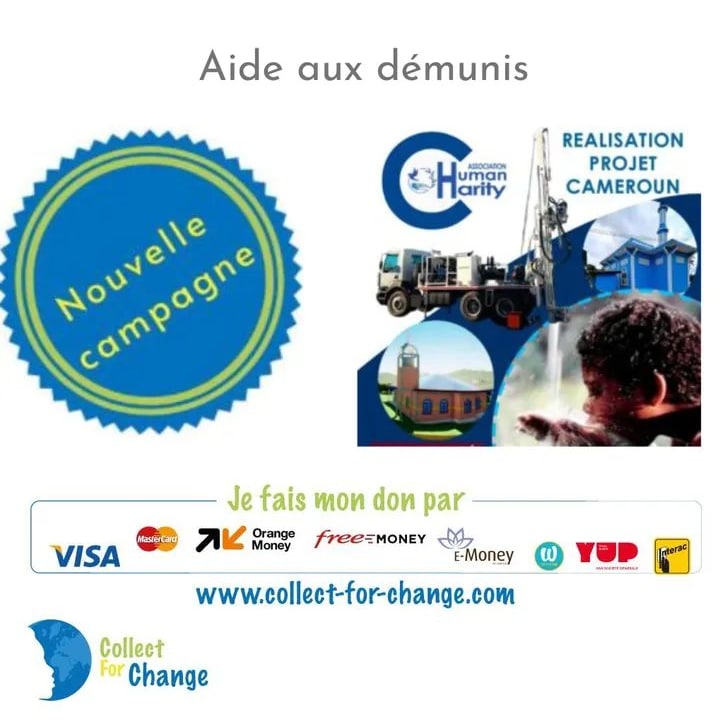 collect_change's tweet photo. Human charity est une association basé au Cameroun.
Elle a pour but de venir en aide aux démunis (femmes veuves, orphelins, personnes malades), ils œuvrent aussi dans la construction de puits, mosquée et madarassa.
Pour faire un don https://t.co/97HOSrDxMJ
#Cameroon https://t.co/RlBmHfU75t