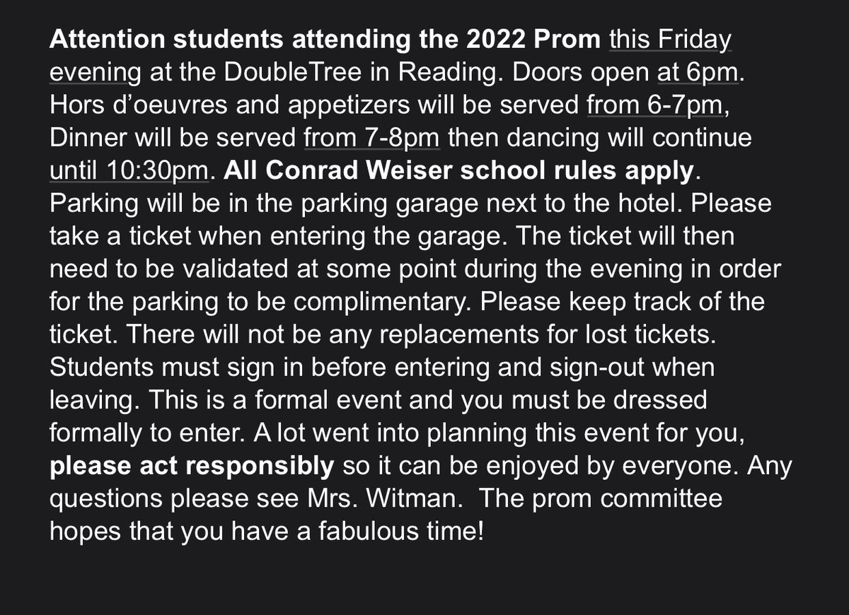 Conrad Weiser Prom 2023 tweet media