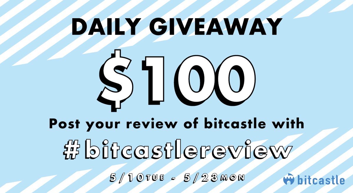 bit_castle's tweet photo. <#bitcastlereview Campaign🎉＞
Post a review of bitcaste on Twitter with #bitcastereview.
We give away $100 worth of crypto for 1 winner everyday.

CP period: 5/10 9:00 - 5/23 14:59 UTC. 
For details, see: https://t.co/A7JuzBq8D4 https://t.co/Shbkaw7Coc