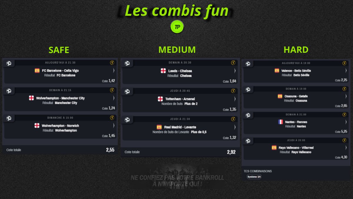 TipstersPronos's tweet photo. En attendant la victoire de @ogcnice pour nous valider une cote @ 3.26 pour les combi du week-end dernier...
Voici les #CombiFun du milieu de semaine sur @WinamaxSport  avec notamment un combi très HARD!
A très vite...

#teamparieur #pronos #combinés #ligue1 #laliga #PremieLeague https://t.co/oCpCk67h8J