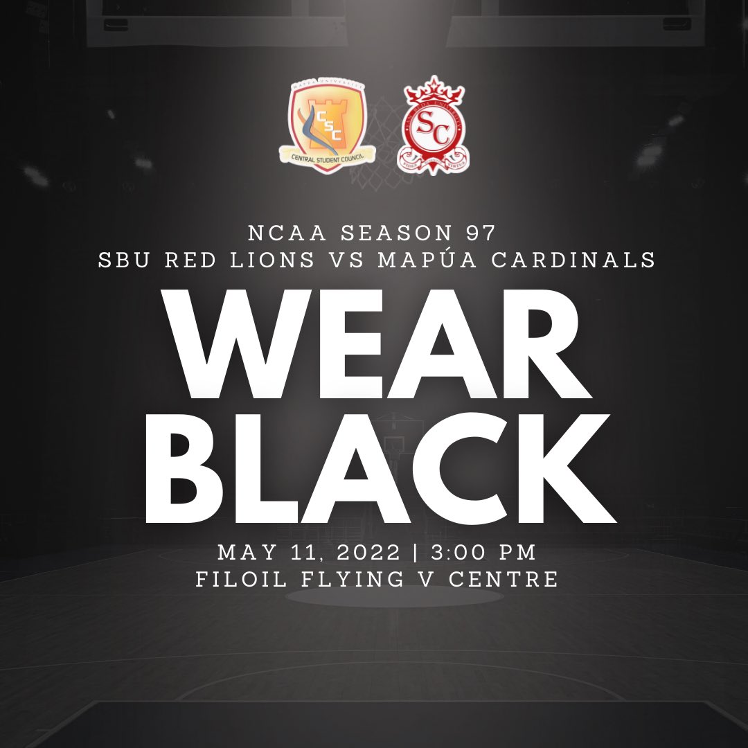 𝐍𝐄𝐕𝐄𝐑 𝐀𝐆𝐀𝐈𝐍!

In light of the recent news regarding the partial and unofficial results, we urge our live student audiences to wear 𝐁𝐋𝐀𝐂𝐊 during tomorrow's NCAA game. 

Let's take this stand!

#NeverAgain
#NCAASeason97
#AnimoSanBeda
#VivaMapua