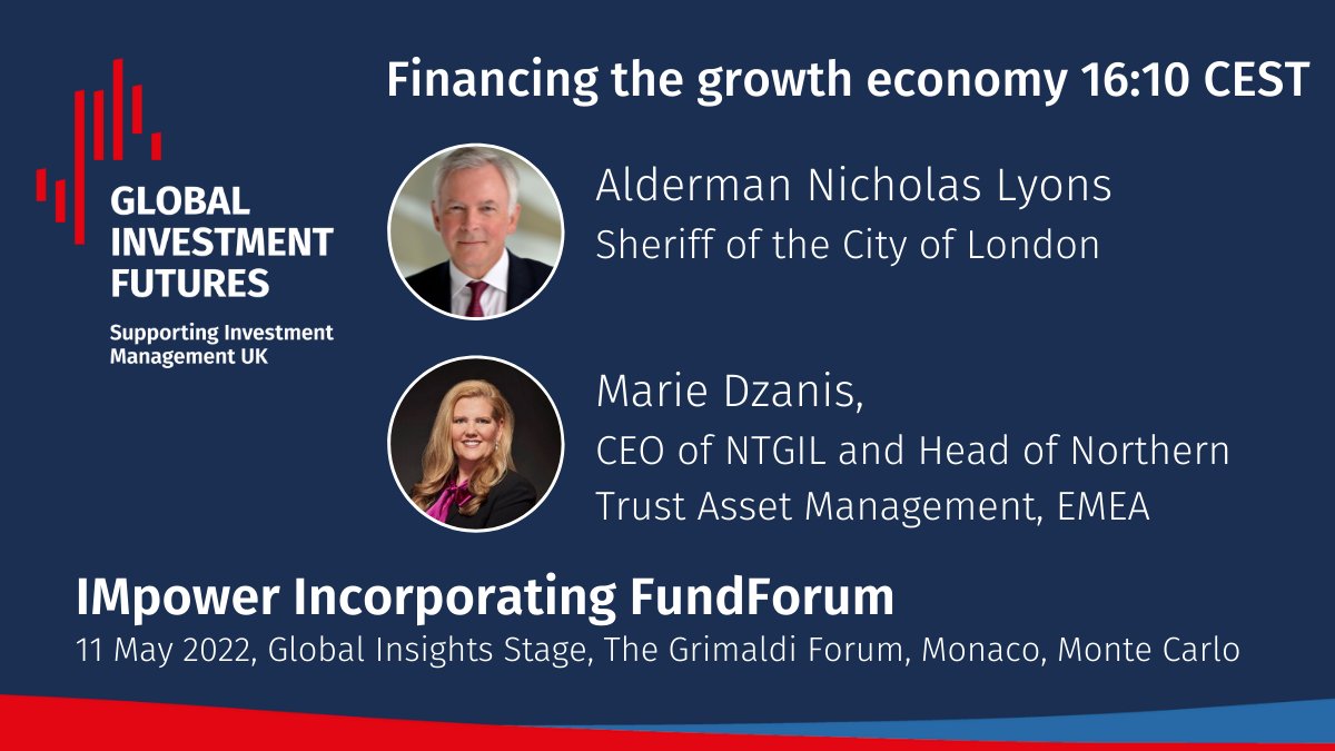 UKinvestoffice's tweet photo. Catch Alderman Nicholas Lyons, Sheriff of the City of London and Marie Dzanis, CEO of  NTGIL and Head of @NorthernTrust Asset Management, EMEA discuss financing the growth economy at @IMpowerplatform.

📅11 May 
🕒16.10

Find out more ➡️ https://t.co/7JDzgm47fg https://t.co/392iVELxiy