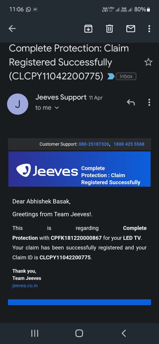 Suvosri3's tweet photo. This tweet is regarding My @motorolaindia tv which had been purchased from @Flipkart and had gone for repairing service @jeevescustomerservic on 16th April '22 and 2day is 10.5.22 &amp; there's has been NO UPDATE FROM THEIR END, really Frustrated! WORST SERVICE EVER! @consumerforum_ https://t.co/jawvSHsvXZ