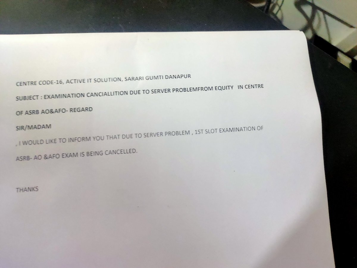 PriyanshuA_Gaya's tweet photo. @icarindia @IPRD_Bihar @PMOIndia @AgriGoI @aajtak @dm_patna A examination centre in Danapur Patna namely Active IT Solutions for ICAR ASRB exam AO &amp; FAO not conducted exam due to server down. Request authority to cancel the exam. At the centre no one giving in written about this. https://t.co/Z1sLwB14b6