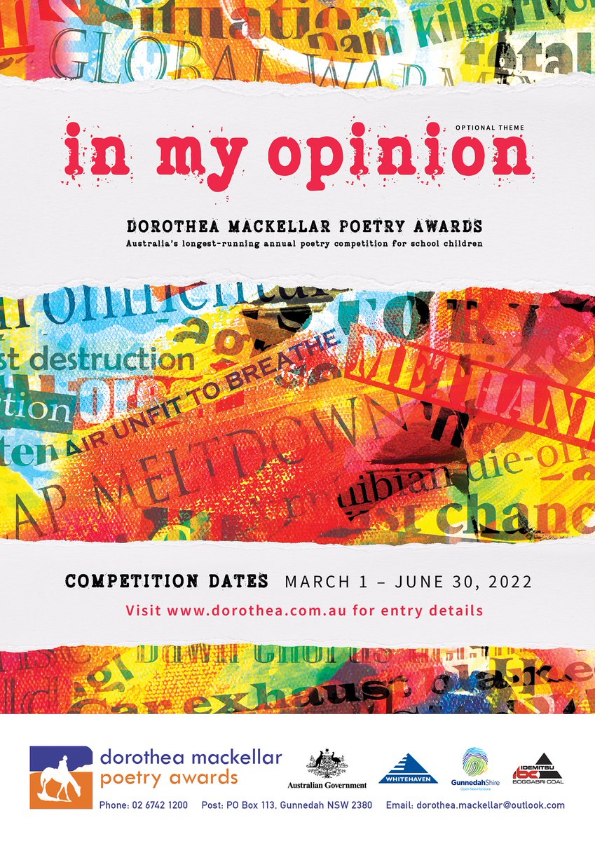 Do you have kids or students who love writing poetry? The Dorothea Mackellar Poetry Awards are back again for 2022, with sections for both primary and secondary students. Visit dorothea.com.au to find out more details. #dmackellarpoetryawards