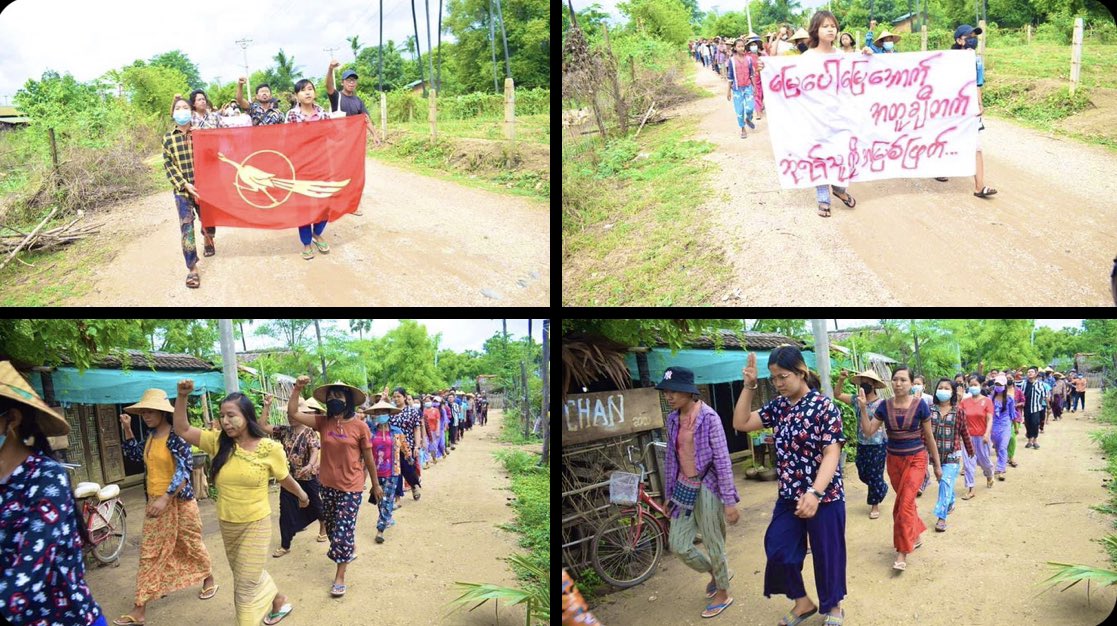 mtina2613's tweet photo. Joint forces of pro-democracy villagers of several villages from northern Salingyi township and eastern Yinmarbin township staged a strike against military dictatorship.   #2022May10Coup #WarCrimesOfJunta #WhatsHappeningInMyanmar https://t.co/UZ5Rnlw4en