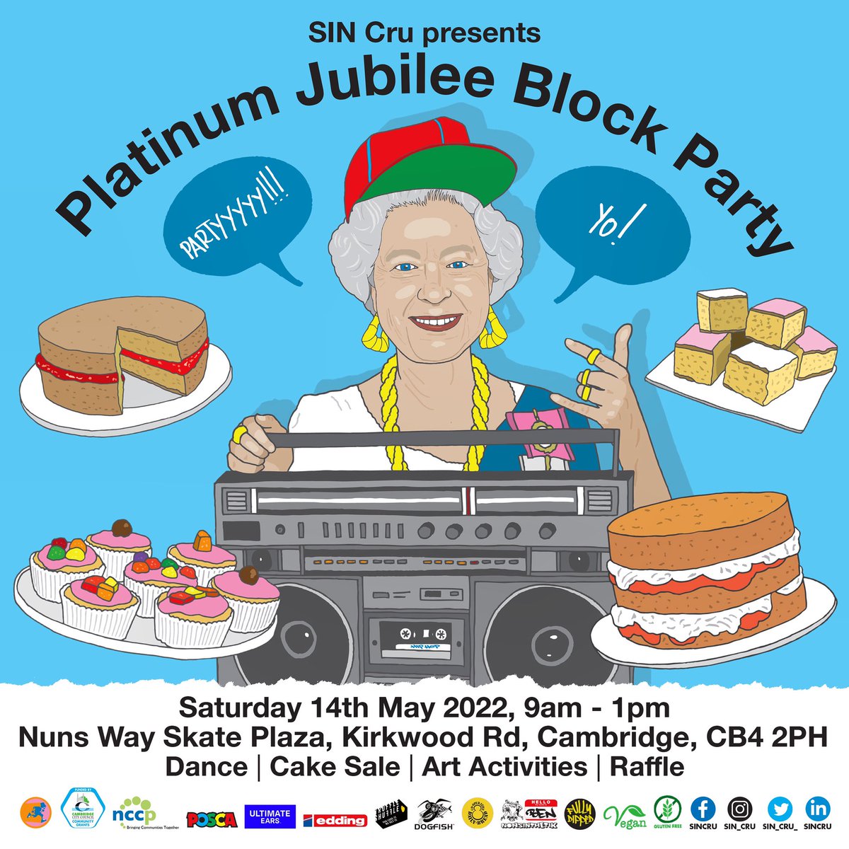 SIN_Cru_'s tweet photo. Thanks to @poscauk for supporting #SINCru with some pen sets for the #raffle as part of the #Queen’s #Platinum #Jubilee #BlockParty.  Enter the raffle and join the #fun at #NunsWay Skate Plaza in #Cambridge. Saturday 14th May 9am - 1pm. Supported by @camcitco and @thenccp https://t.co/fA5LmQ8nRF