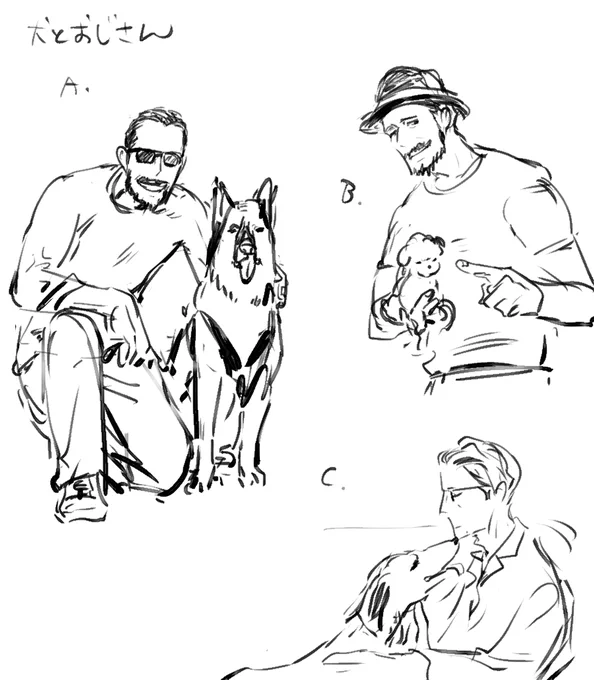 ご協力ありがとうございました! CがぶっちぎりでB、Aの順番でした 犬とおにいさんと一緒でいつもの感じがいいってことみたいですねー 