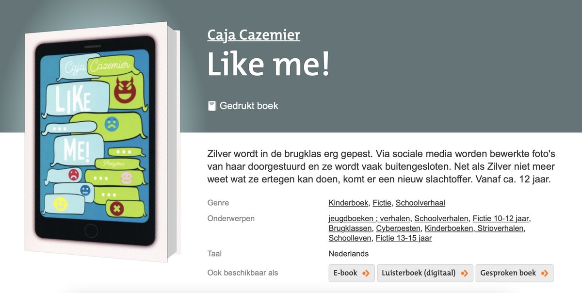 stoppestennu's tweet photo. Boek over #cyberpesten, vanaf 12 jaar. Zilver wordt in de brugklas erg gepest. Via sociale media worden bewerkte foto's van haar doorgestuurd en ze wordt vaak buitengesloten. Te leen bij de bibliotheek https://t.co/fZmYM8789e #lesidee https://t.co/ADZy6AmLwT