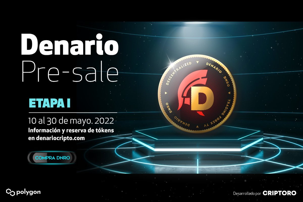denariocripto's tweet photo. Hoy iniciamos el presale de Denario, nuestro token que dará servicio a nuestra comunidad.
#playtoearn #trading #formacion #metasocial #NFT https://t.co/3St7ICmpLd