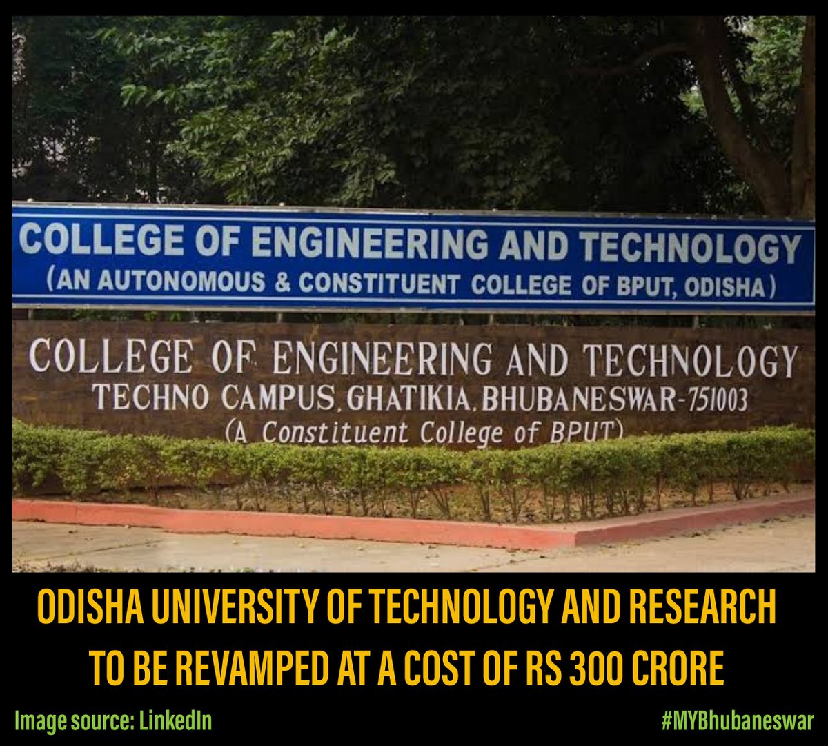MYBBSR's tweet photo. ODISHA UNIVERSITY OF TECHNOLOGY AND RESEARCH TO BE REVAMPED AT A COST OF RS 300 CRORE

To read more, check the link below:https://t.co/22TSf6RdMJ

#OUTR #Odisha #education #university https://t.co/QZN6mFekAQ